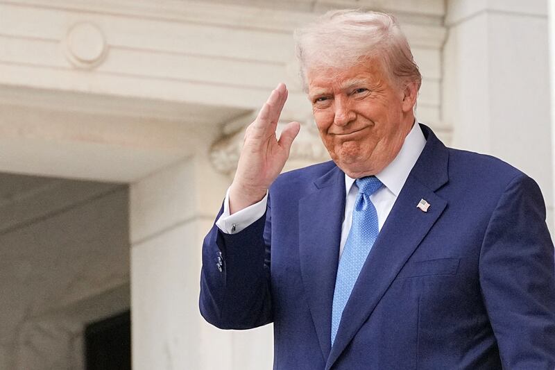 U.S. President Donald Trump salutes, during the annual National Memorial Day Observance in the Memorial Amphitheater, at Arlington National Cemetery in Arlington, Virginia, U.S., May 26, 2025. REUTERS/Ken Cedeno