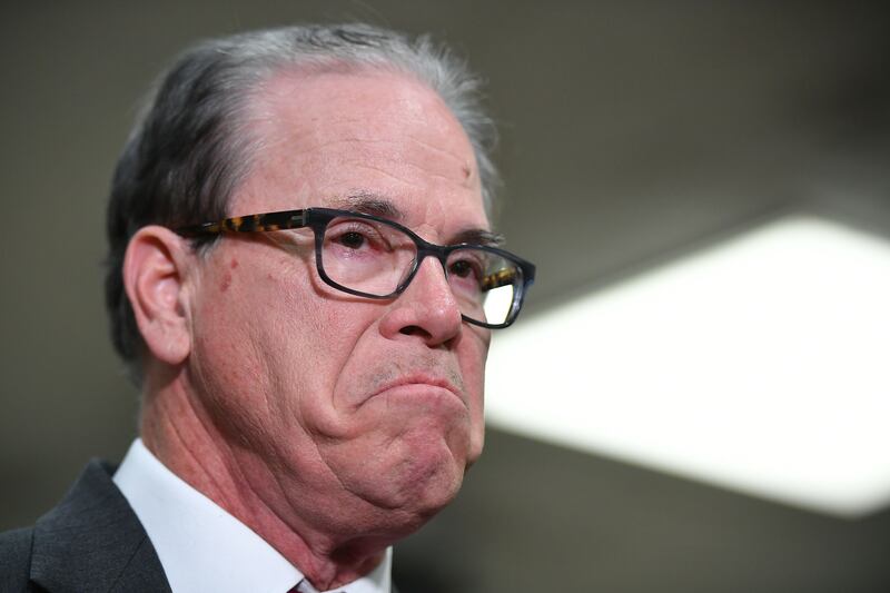 Mike Braun, speaks to the press at the US Capitol in Washington, DC, January 22, 2020.