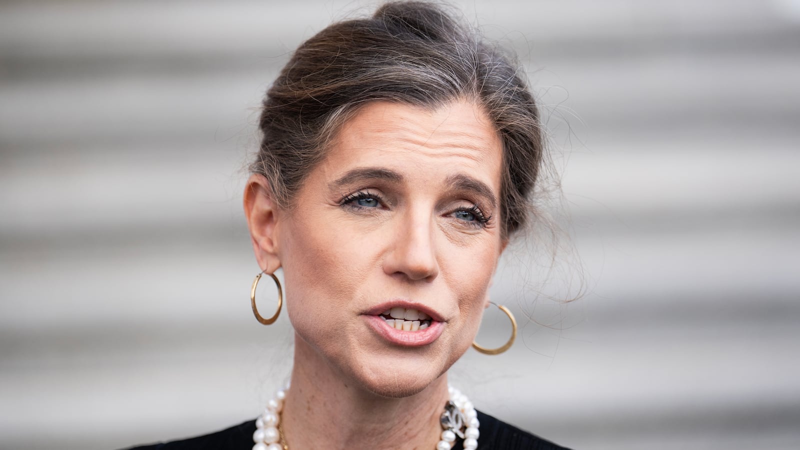 Rep. Nancy Mace talks with reporters outside the U.S. Capitol.
