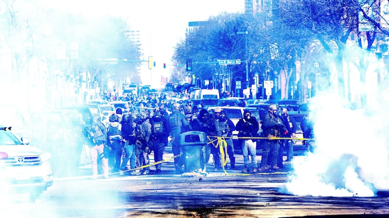 Protesters clash with law enforcement.