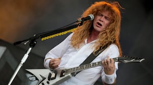 Megadeth frontman Dave Mustaine performs during Day 2 of Download Festival on June 12, 2010, in Donington, England.