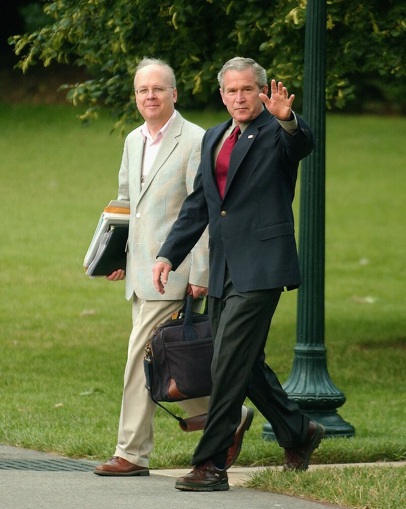 Karl Rove and George W. Bush.