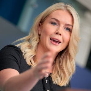 WASHINGTON, DC - AUGUST 28: White House Press Secretary Karoline Leavitt speaks during a press briefing in the Brady Press Briefing Room at the White House on August 28, 2025 in Washington, DC. Leavitt spoke on a range of topics including crime and the recent shooting at Annunciation Catholic Church in Minneapolis, Minnesota. (Photo by Chip Somodevilla/Getty Images)