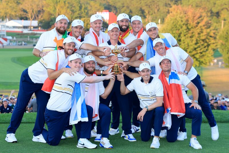 Europe's 2025 Ryder Cup team celebrate