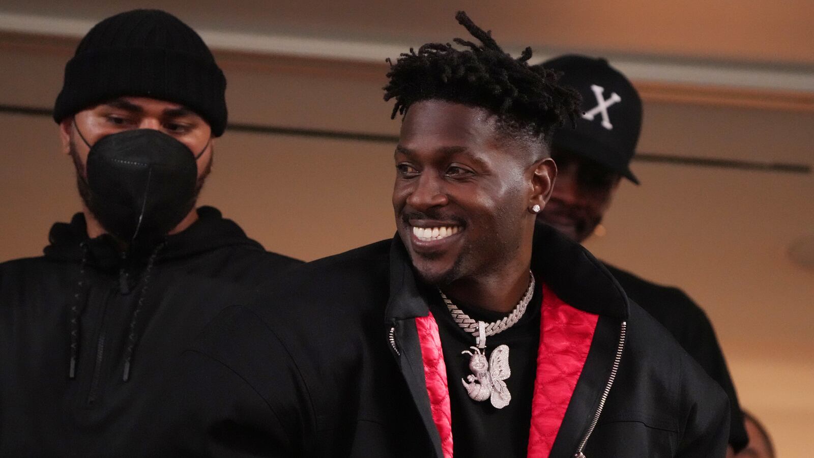 Antonio Brown smiles in the third quarter in Super Bowl LVI at SoFi Stadium.