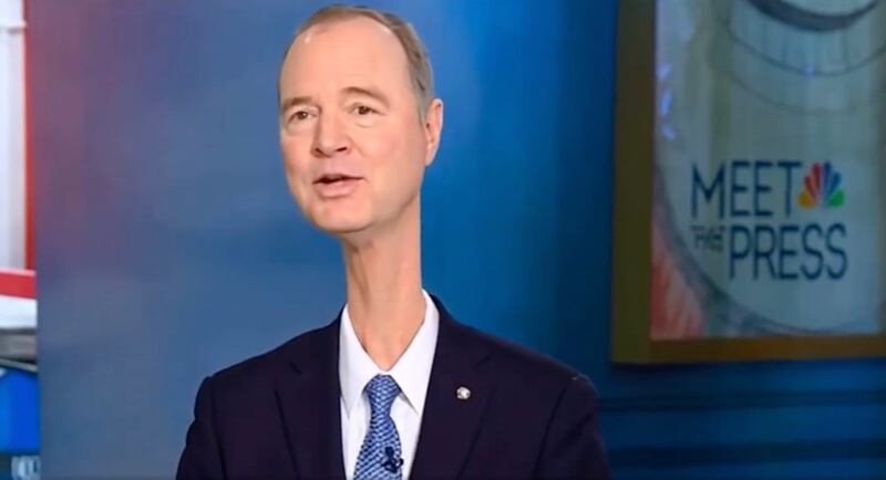 Donald Trump posts random meme of Adam Schiff.