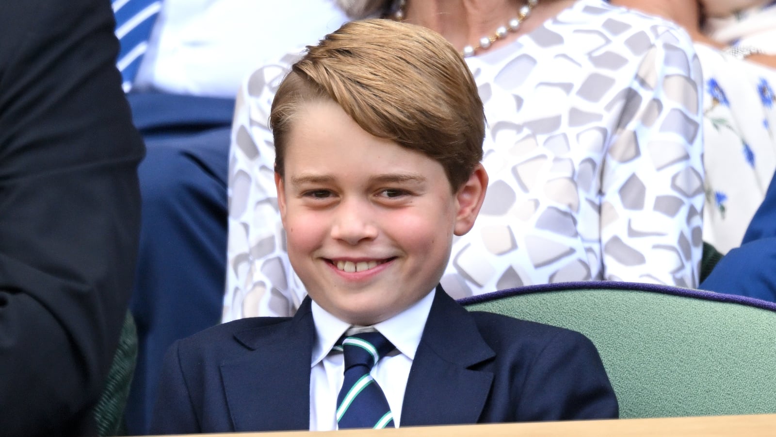 LONDON, ENGLAND - JULY 10: Prince George of Cambridge attends the Men's Singles Final at All England Lawn Tennis and Croquet Club on July 10, 2022 in London, England. (Photo by Karwai Tang/WireImage)