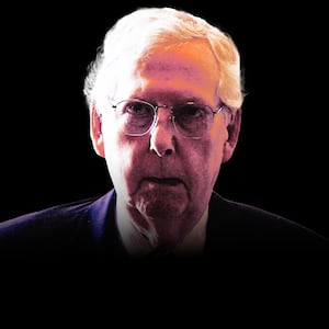 A photo illustration of Mitch McConnell.