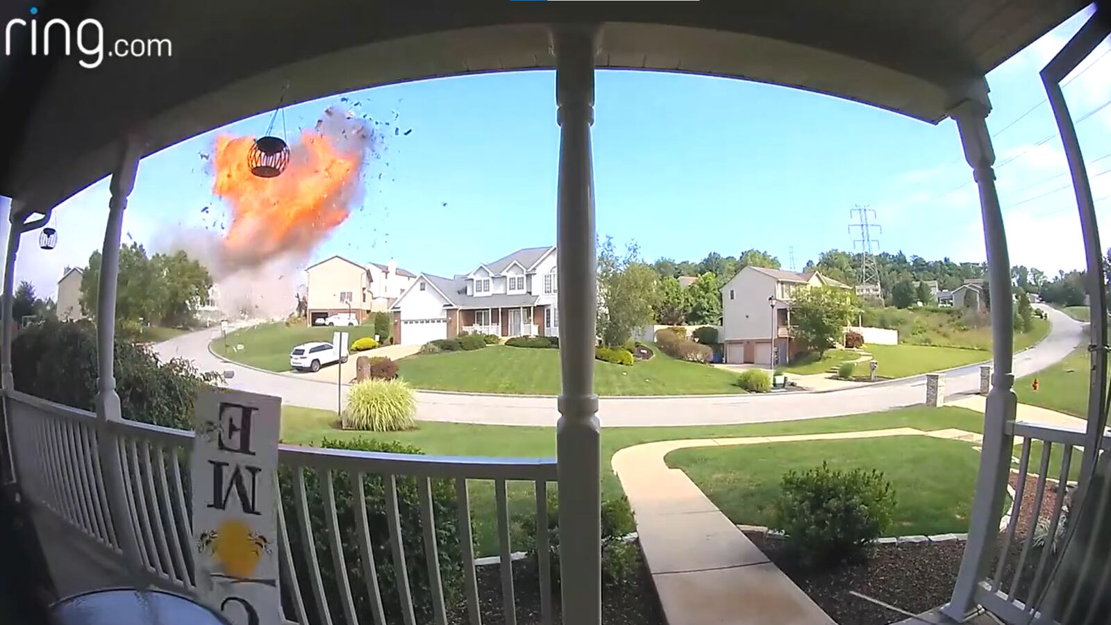 Ring doorbell footage of the Plum, Pennsylvania, house that exploded on Saturday.