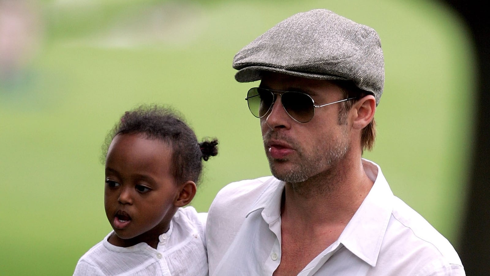 NEW YORK - AUGUST 28: Brad Pitt and Zahara Jolie-Pitt visit Central Park in New York City on August 28, 2007.