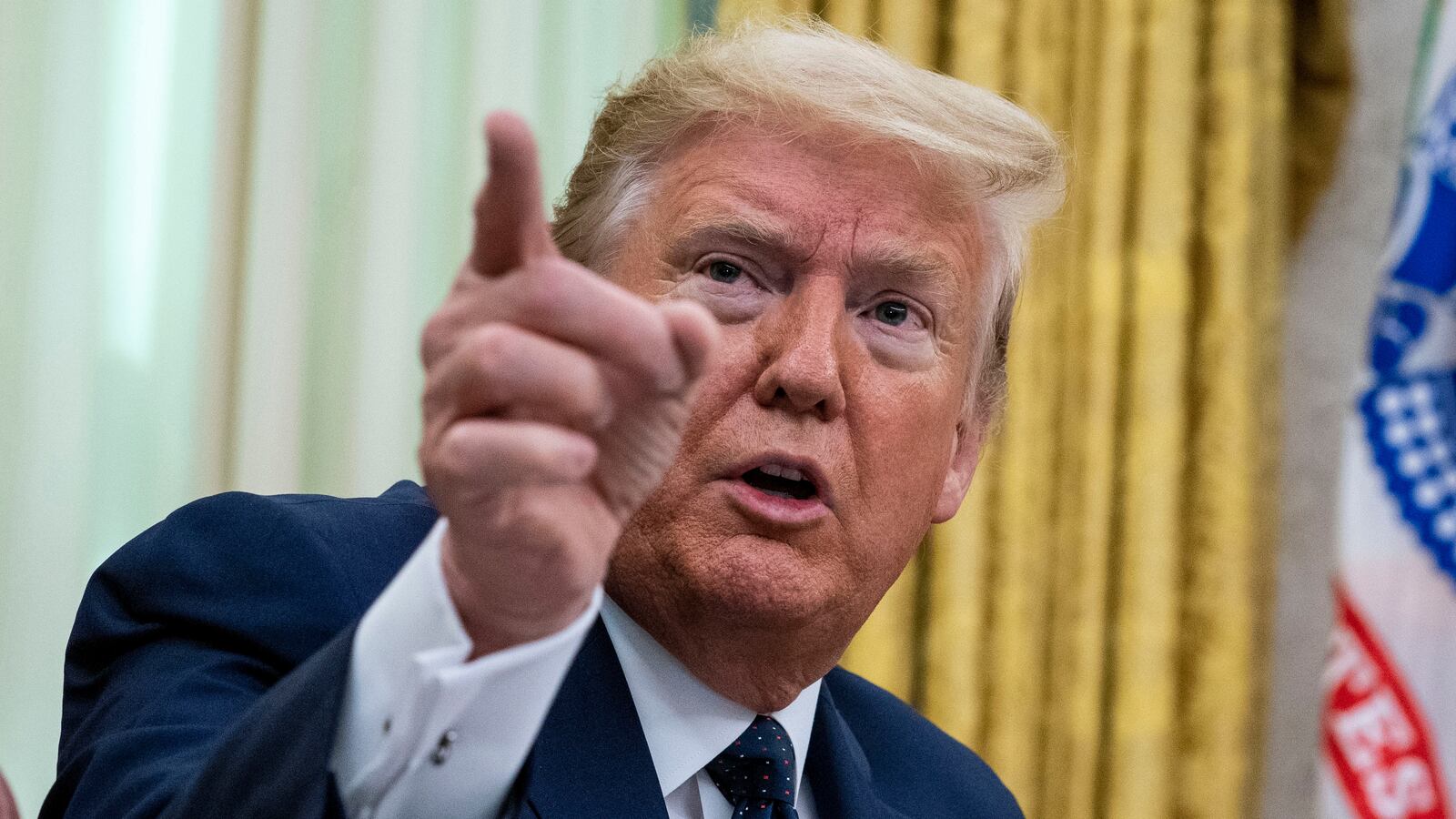 WASHINGTON, DC - MAY 28: U.S. President Donald Trump speaks in the Oval Office before signing an executive order related to regulating social media on May 28, 2020 in Washington, DC. Trump's executive order could lead to attempts to punish companies such as Twitter and Google for attempting to point out factual inconsistencies in social media posts by politicians. (Photo by Doug Mills-Pool/Getty Images)