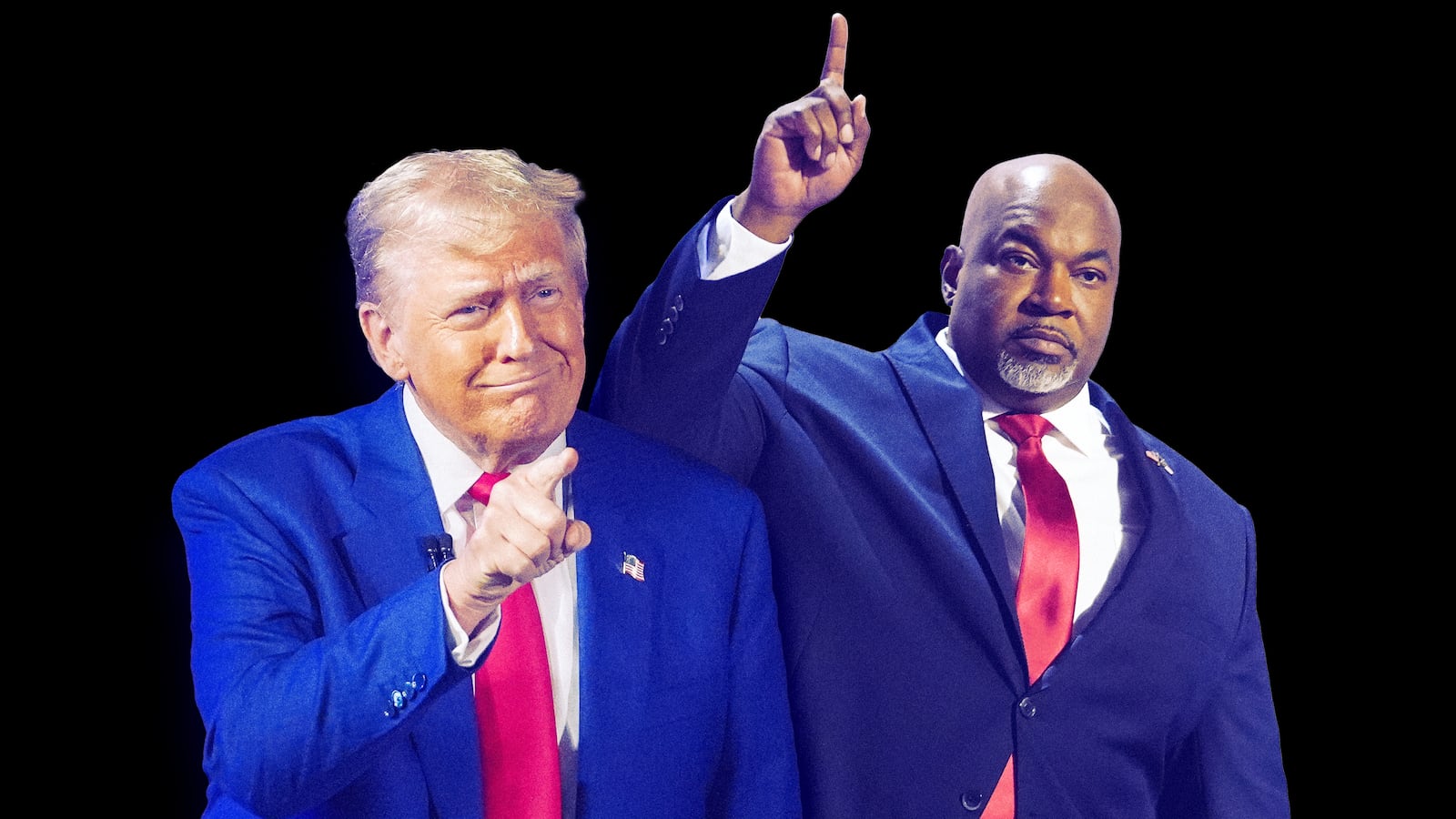 A photo illustration of Donald Trump and Mark Robinson.