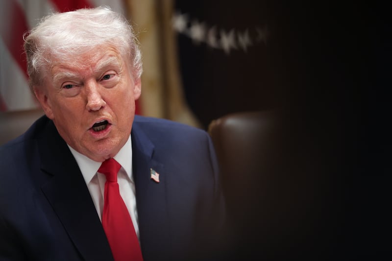 WASHINGTON, DC - JANUARY 29: U.S. President Donald Trump speaks during a meeting of the Cabinet in the Cabinet Room of the White House on January 29, 2026 in Washington, DC. President Trump is holding the meeting as the Senate plans to hold a vote on a spending package to avoid another government shutdown, however Democrats are holding out for a deal to consider funding for the Department of Homeland Security.  (Photo by Win McNamee/Getty Images)