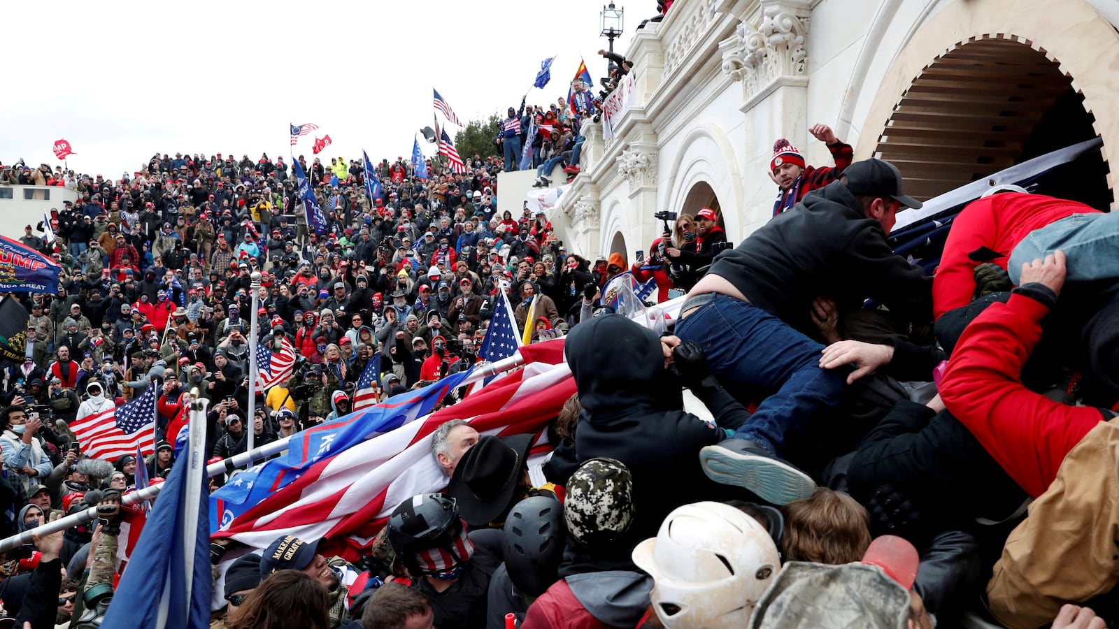A huge crowd of pro-Trump protesters storm into the U.S. Capitol