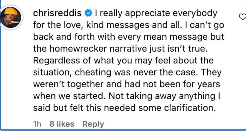 Chris Redd's comment on Instagram.