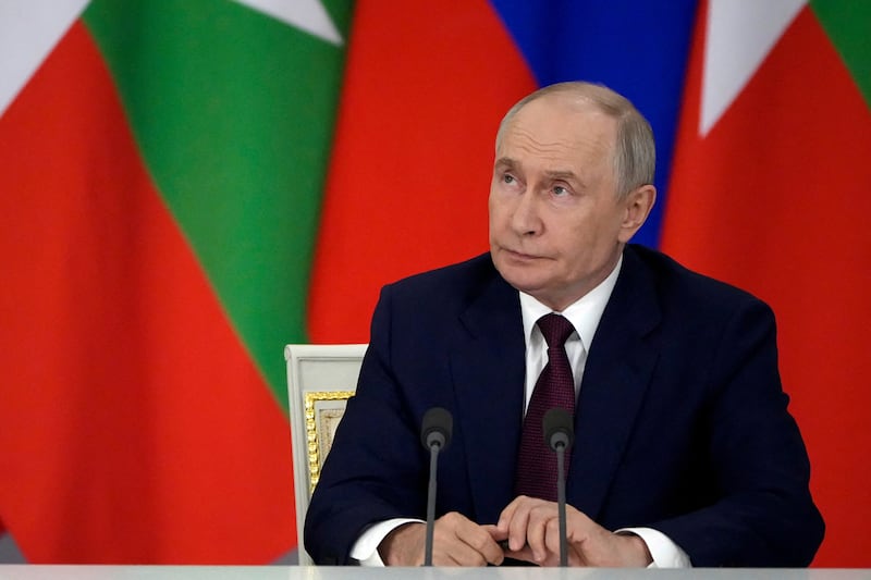 FILE PHOTO: Russian President Vladimir Putin attends a signing ceremony following talks with Myanmar President Min Aung Hlaing at the Grand Kremlin Palace in Moscow, Russia, August 18, 2026. Alexander Zemlianichenko/Pool via REUTERS/File Photo