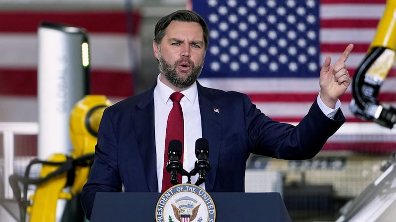 PLOVER, WISCONSIN - FEBRUARY 26:  U.S. Vice President JD Vance speaks at Pointe Precision on February 26, 2026 in Plover, Wisconsin. Following the State of the Union, Vance is visiting the Pointe Precision machining facility. (Photo by Matt Rourke-Pool/Getty Images)