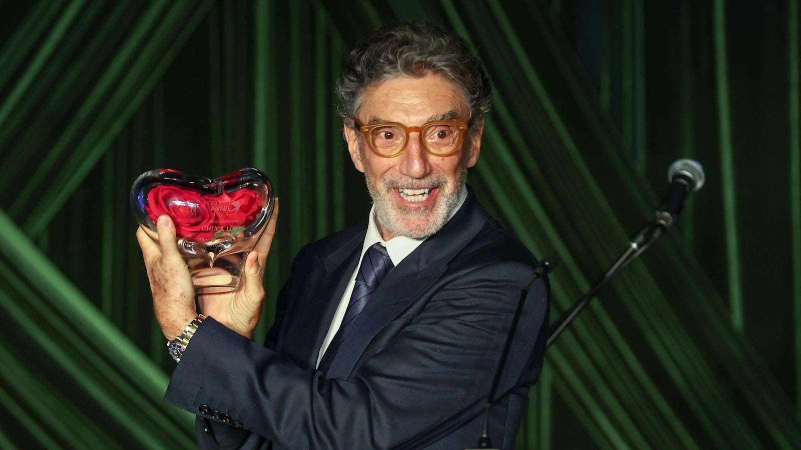 LOS ANGELES, CALIFORNIA - SEPTEMBER 26: Chuck Lorre accepts an award onstage during Project Angel Food's Angel Awards 2026 at The Chuck Lorre Family Foundation Campus on September 26, 2026 in Los Angeles, California. (Photo by Tommaso Boddi/Getty Images for Project Angel Food)