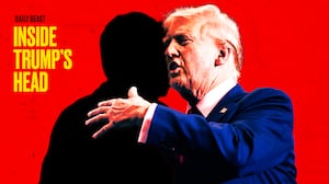 A photo illo illustration of Donald Trump for Inside Trump's Head podcast.