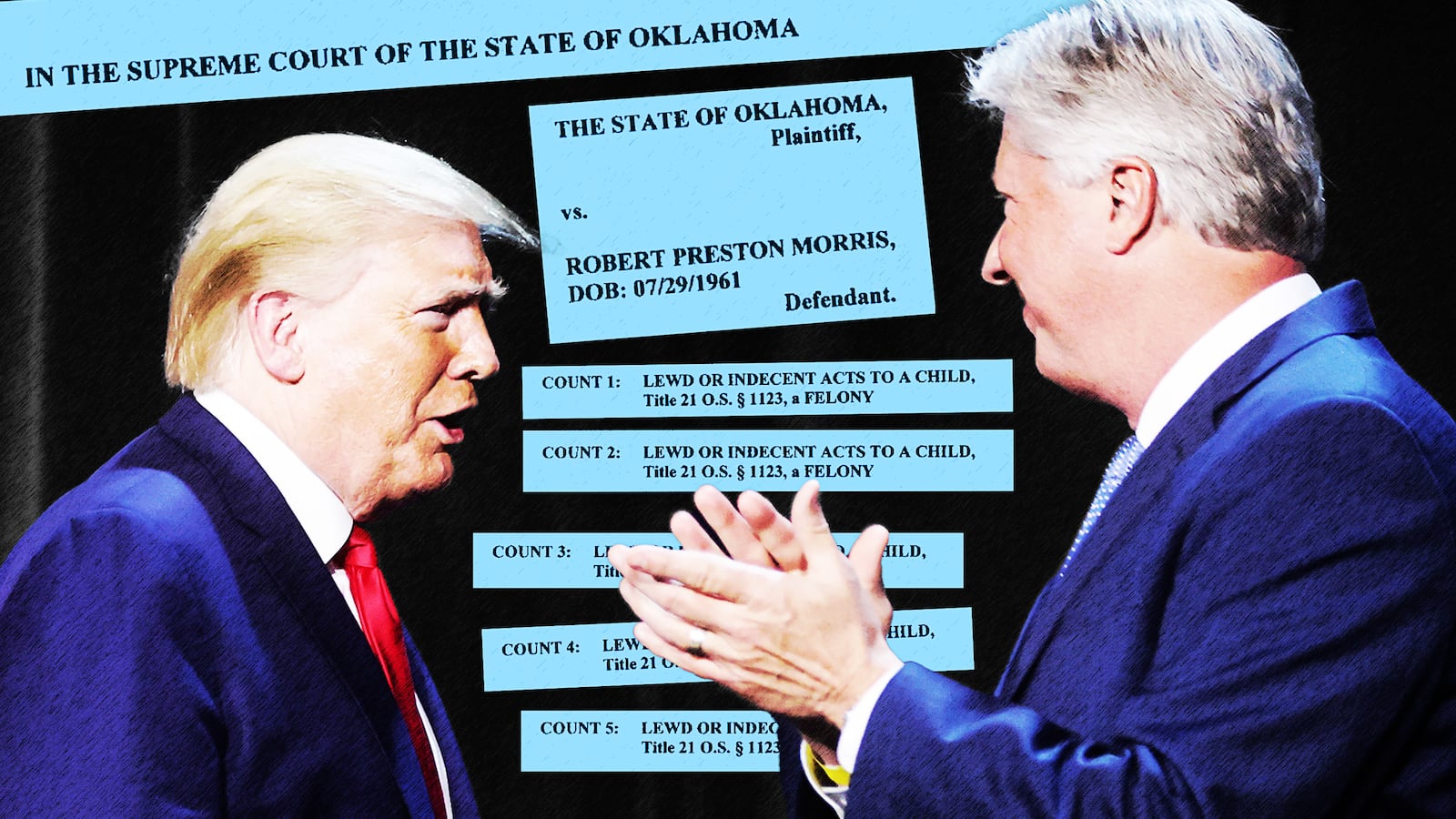 Donald Trump and Pastor Robert Morris who has been indicted on 5 counts of lewd or indecent acts with a child in Oklahoma.