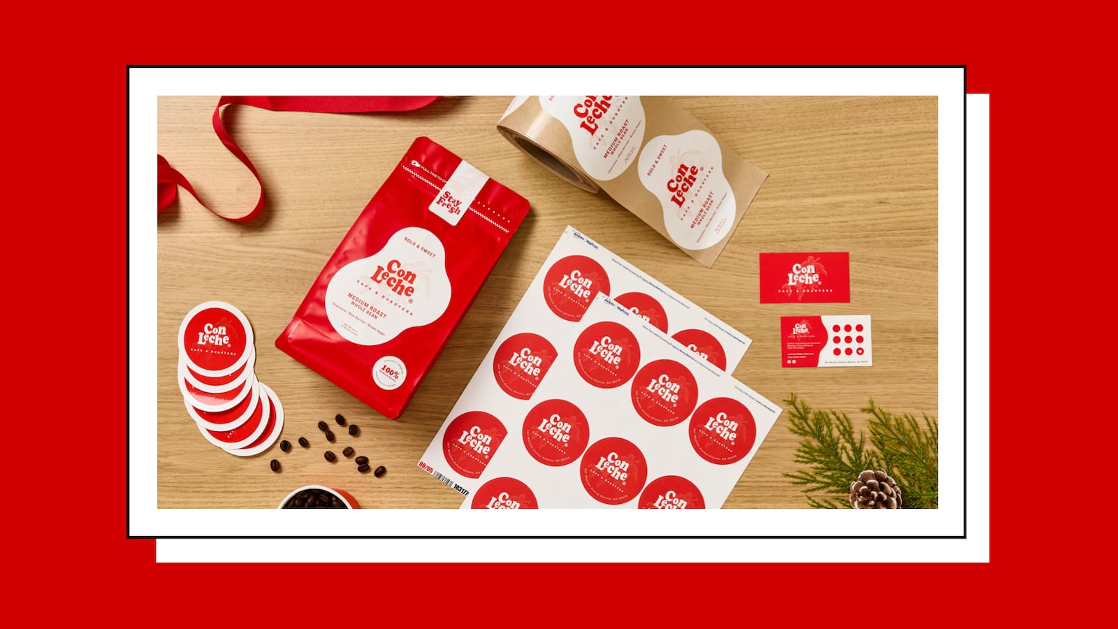 Con Leche brand materials made with Avery's printing solutions