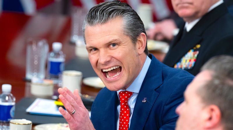 Secretary of Defense Pete Hegseth speaks during a meeting at the Pentagon in Washington, DC, on March 6, 2025.