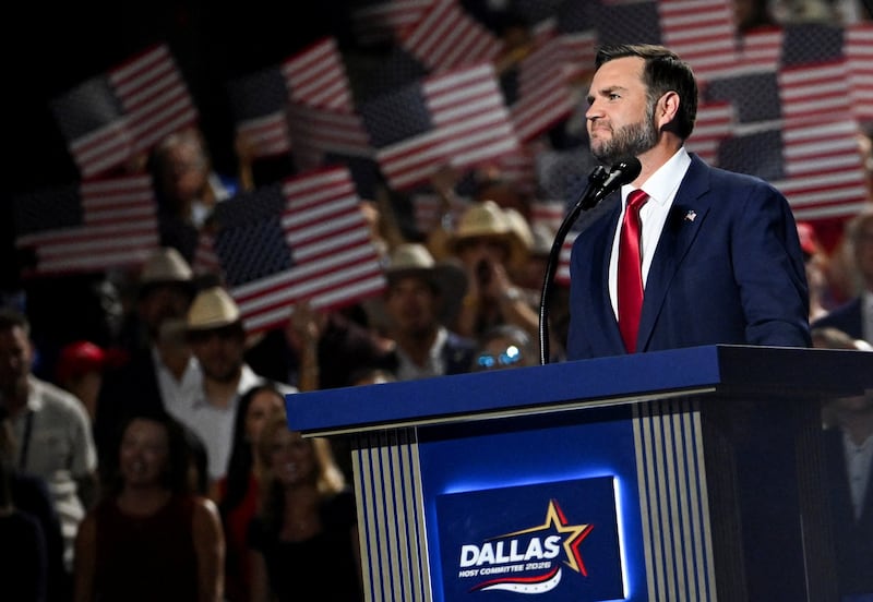 U.S. Vice President JD Vance reacts during his speech at the Republican National Midterm Convention in Dallas, Texas, U.S., September 10, 2026.    REUTERS/Callaghan O'Hare