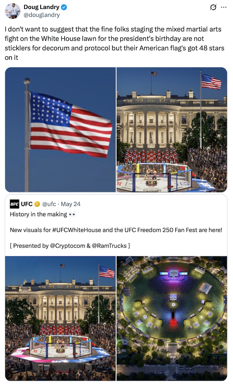 The American flag with only 48 stars on UFC promotional material.