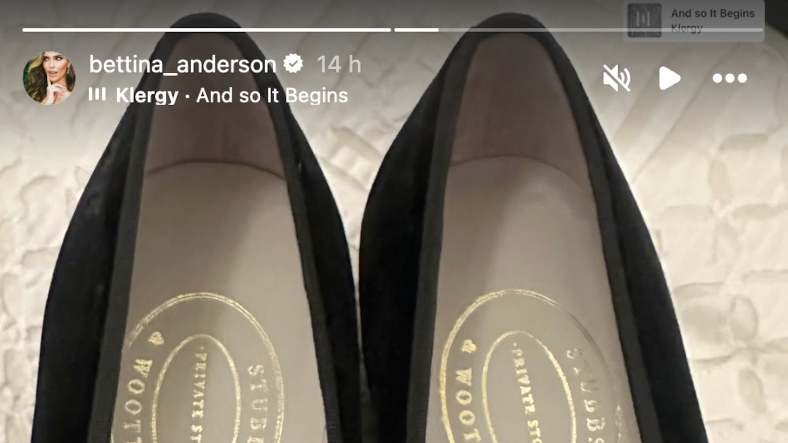 An Instagram story by Bettina Anderson shows off a new pair of custom MAGA slippers.