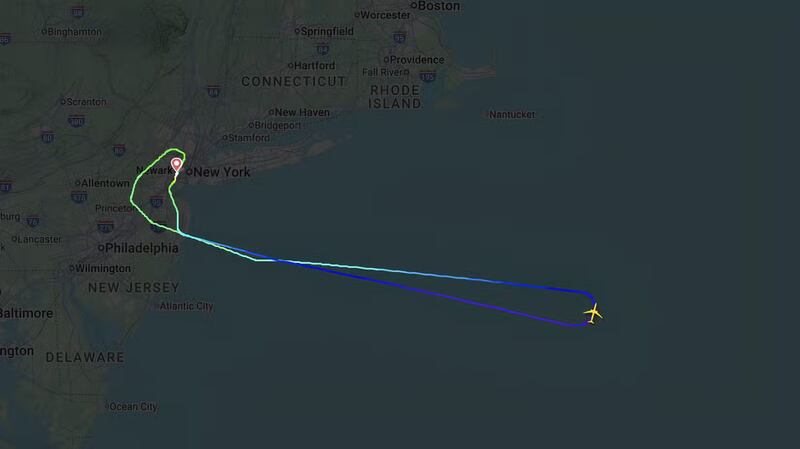 The United Airlines 787-8's flight path, per FlightRadar.