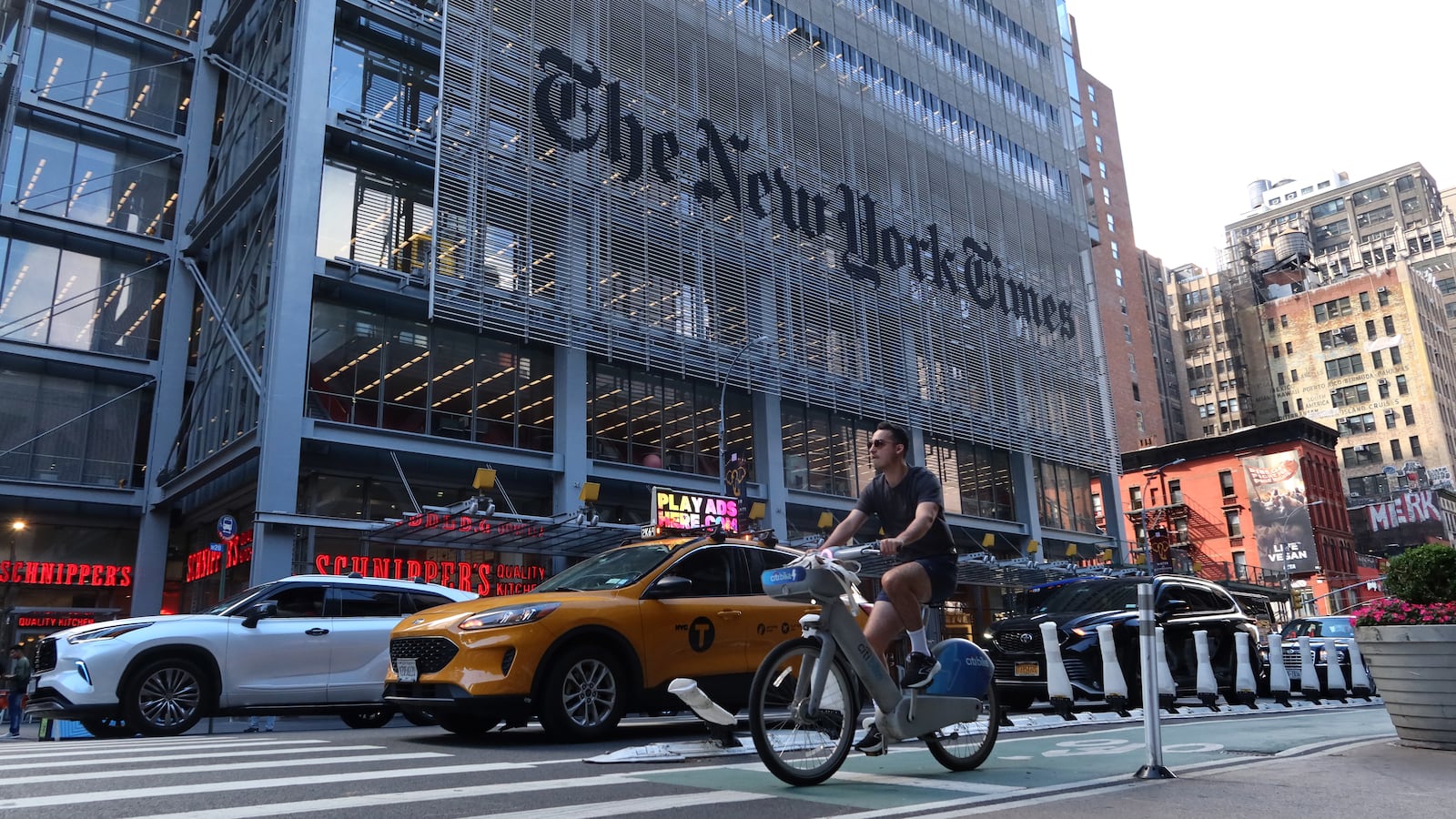 The New York Times headquarters on 8th Avenue on June 24, 2024, in New York City.