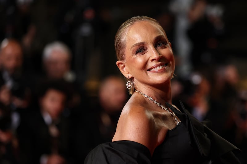 Sharon Stone poses on the red carpet during arrivals for the screening of the film “Diamond” Out of competition at the 79th Cannes Film Festival in 2026.