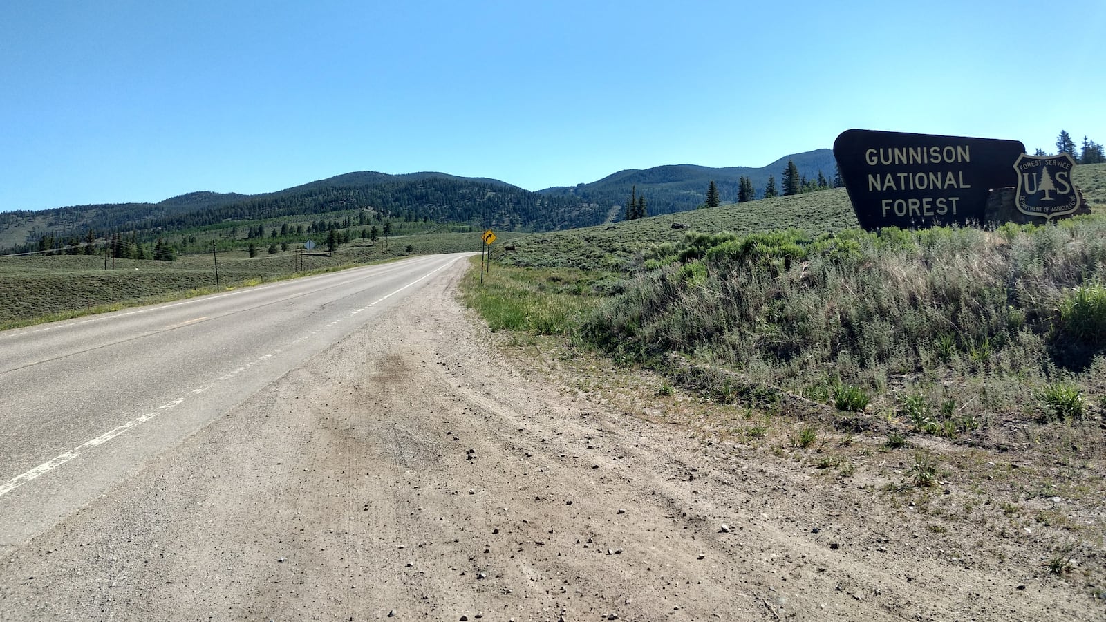 A sign for the Gunnison National Forest, which is near to where the bodies were found in Colorado.