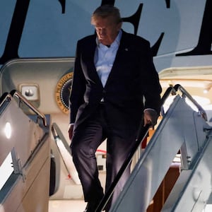 U.S. President Donald Trump arrives aboard the new Qatari-gifted Air Force One, as he returns to Washington after participating in a NATO leaders' summit in Turkey, at Joint Base Andrews, Maryland, U.S., July 9, 2026. REUTERS/Jonathan Ernst