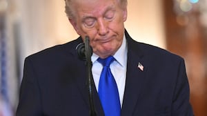 US President Donald Trump speaks during the Angel Families Remembrance Ceremony in the East Room of the White House in Washington, DC, on February 23, 2026. (Photo by SAUL LOEB / AFP via Getty Images)