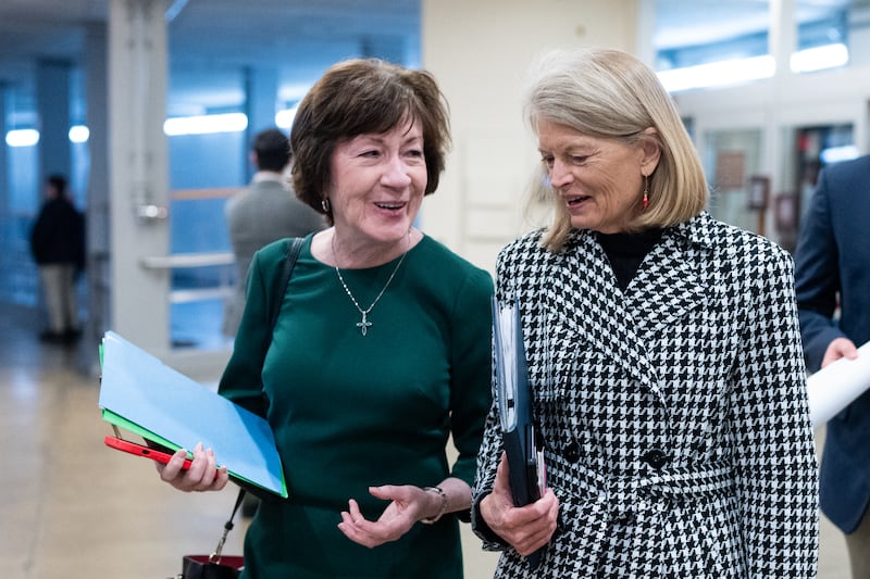Senators Susan Collins (left) and Lisa Murkowski (right) both expressed fierce opposition to the U.S. trying to buy or invade Greenland on Wednesday.