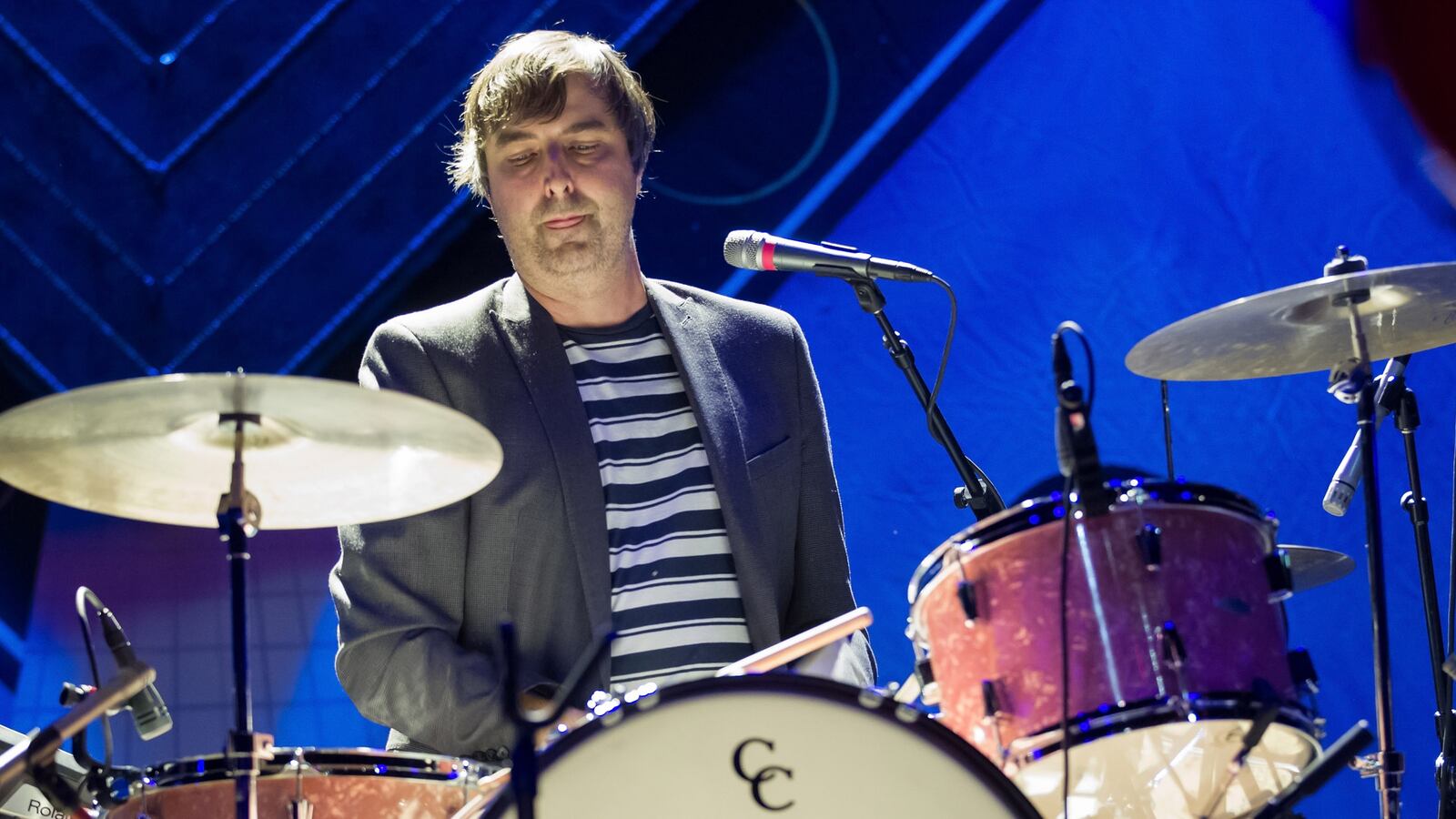 Drummer Joe Seiders of The New Pornographers performs at Fox Theater on April 13, 2017 in Oakland, California.