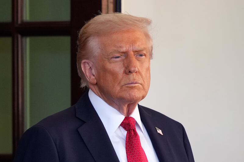 WASHINGTON, DC - OCTOBER 20: U.S. President Donald Trump waits for the arrival of Prime Minister of Australia Anthony Albanese  at the White House on October 20, 2025 in Washington, DC. Albanese is visiting the U.S. Capital to meet with President Trump and later visit the Pentagon. (Photo by Kevin Dietsch/Getty Images)