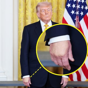 President Donald Trump stands by during a military mothers celebration in the East Room of the White House on May 6, 2026 in Washington, DC. President Trump and the first lady honored America's military mothers at the event ahead of Mother's Day.