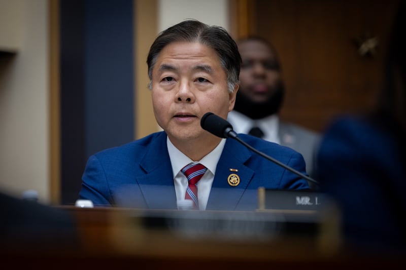 Congressman Ted Lieu (D-CA) questions Attorney General Pam Bondi during a hearing before the House Committee on the Judiciary, at the Rayburn House Office Building in Washington, DC on February 11.