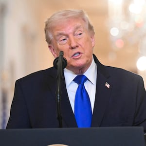 President Donald Trump became distracted while speaking during the Angel Families Remembrance Ceremony in the East Room of the White House on February 23, 2026.