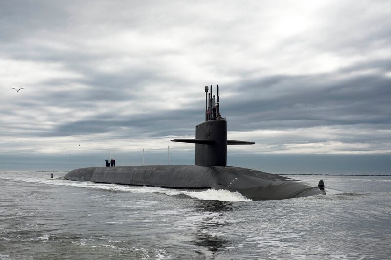 The Ohio-class ballistic missile submarine USS Tennessee returns to Naval Submarine Base Kings Bay, Georgia in this February 6, 2013—it’s not clear which submarines were ordered to be repositioned by Trump, if any.