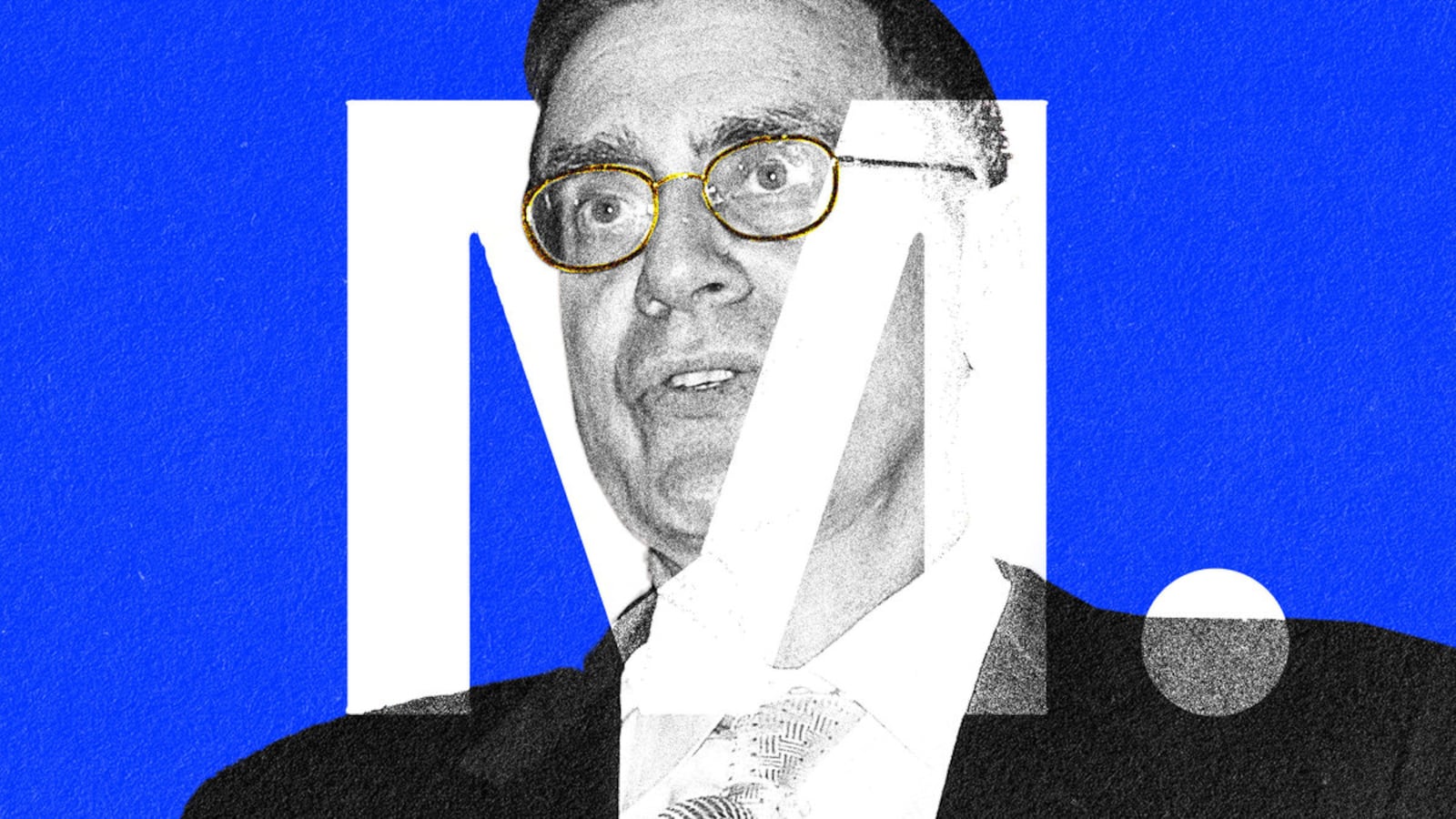 A photo illustration of Jimmy Finkelstein with the Messenger logo