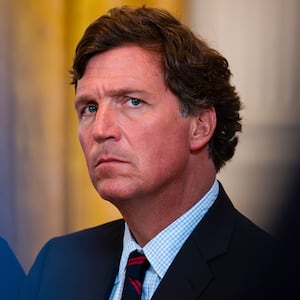 WASHINGTON, DC - JANUARY 9: Tucker Carlson, former FOX News host and current host of The Tucker Carlson Show, attends a meeting with oil executives in the East Room of the White House on January 9, 2026 in Washington, DC. (Photo by Al Drago/Getty Images)