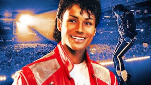 A photo illustration of Jaafar Jackson as Michael Jackson in Michael.
