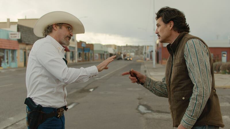 Joaquin Phoenix and Pedro Pascal in A24's 'Eddington.'