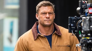 Alan Ritchson is seen filming "Jack Reacher" season 2 in SoHo on January 07, 2023, in New York City.