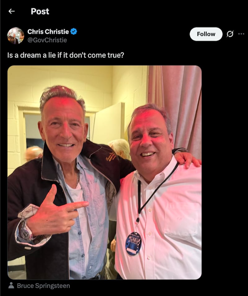 Chris Christie Springsteen post