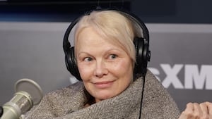 Pamela Anderson visits SiriusXM Studios on January 14, 2026 in New York City.