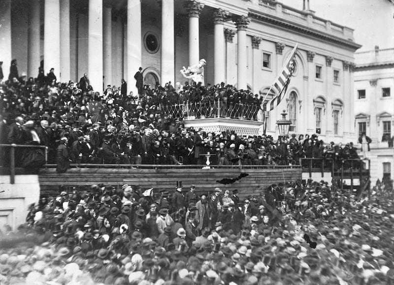 Lincoln speaking at his Second Inaugural